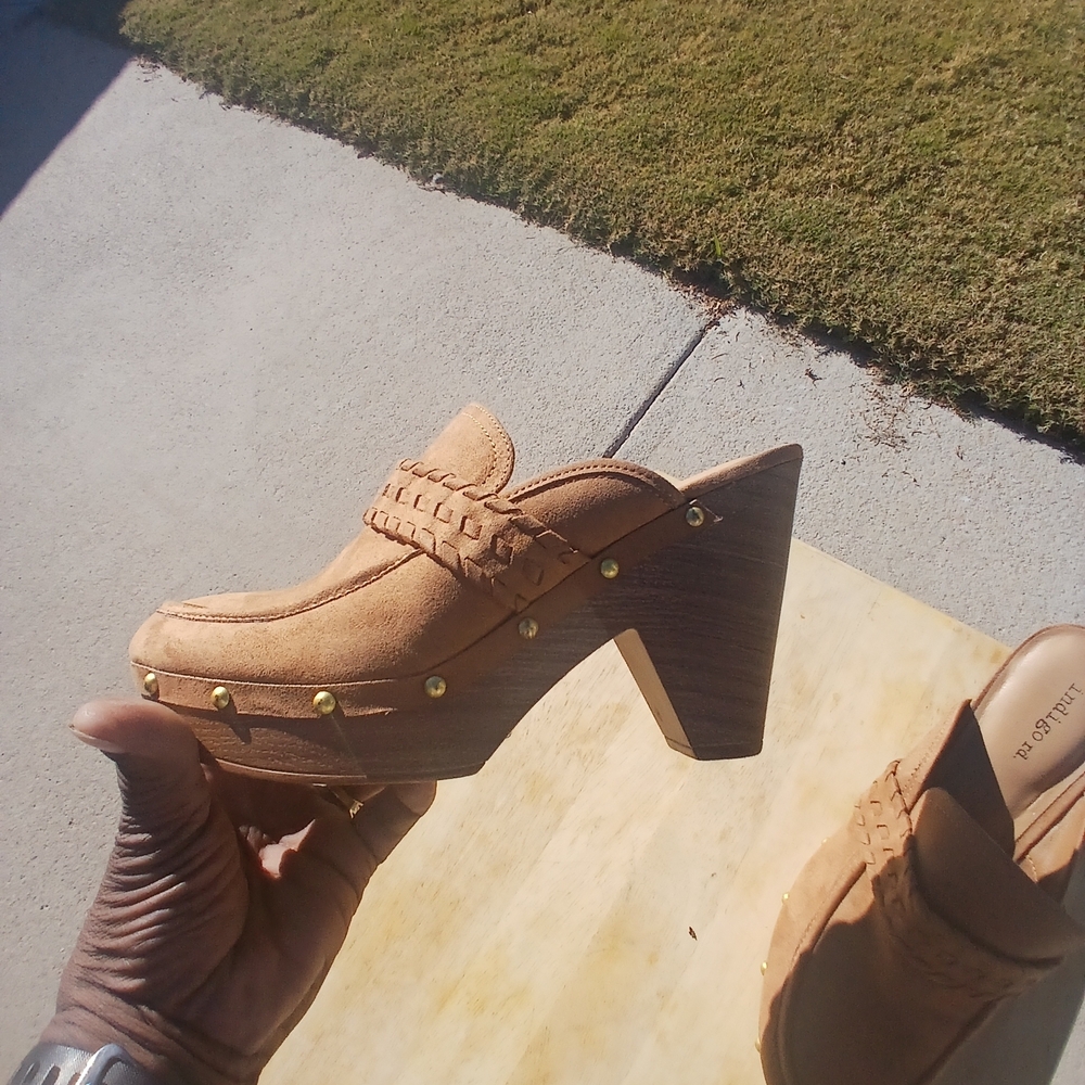 Indigo Tan Studded Mules